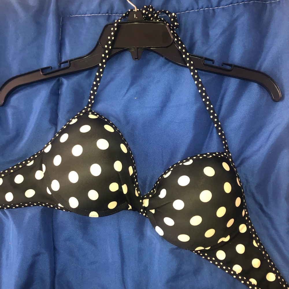 Black and white polka dot bikini top so cutee